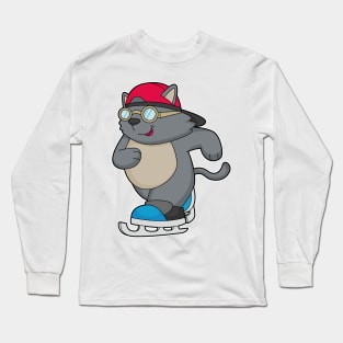 Cat as Ice Skater with Ice skates Long Sleeve T-Shirt